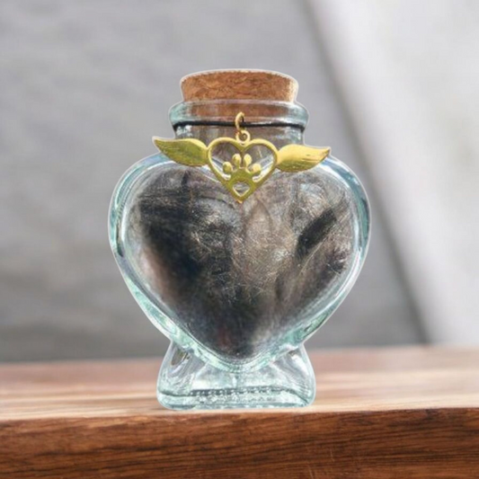 Memorial flesje voor huisdier - bewaren plukjes vacht of as van hond of kat - 6.5 x H 8 cm - mini urn - moderne urn - urn - memorial flesje- urn hond - urn kat - urn huisdier
