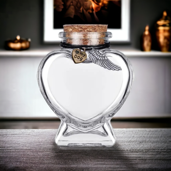 Herdenkingsset: Memorial flesje en Ashanger - Honden urn - Memorial Flesje - 6.5 x H 8 cm - De laatste aai - Blijvende herinnering hond - Moderne urn - Crematie urn - As urn - Huisdieren urn - Assieraad met ketting
