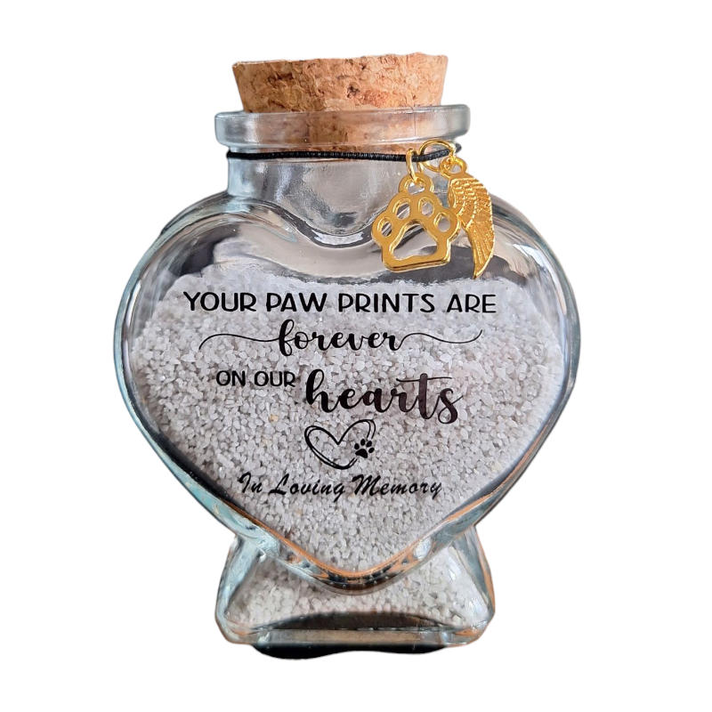 memorial fles voor kat of hond, gedenkflacon, herinnering aan kat of hond, bewaren plukjes vacht van kat of hond