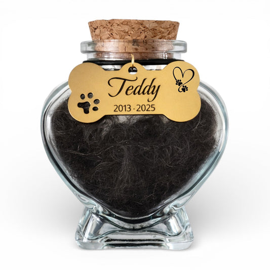 Pet Hair Memorial glazen fles, flesje voor as of haar hond of kat aandenken huisdier verlies geheugen sympathie cadeau (op maat gemaakt Pet Hair Memorial glazen fles, flesje voor as of haar hond of kat aandenken huisdier verlies geheugen sympathie cadeau (op maat gemaakt