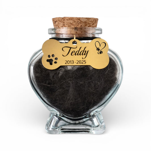 Memorial flesje - Hond  - Gegraveerde hanger