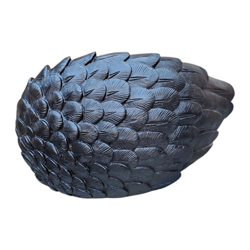 Zwarte Honden Urn – Slapende Hond met Engelenvleugel - Gedenk Urn voor Hond Asbewaring - Urn Hond - Honden urn - Afmetingen: 17 x 34 x 16,5 cm
