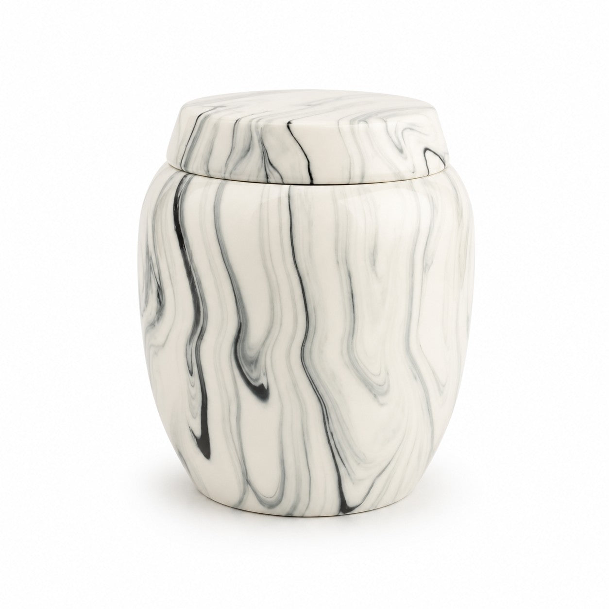De laatste aai keramische urn met een stijlvolle grijs-witte marmerlook en minimalistisch design