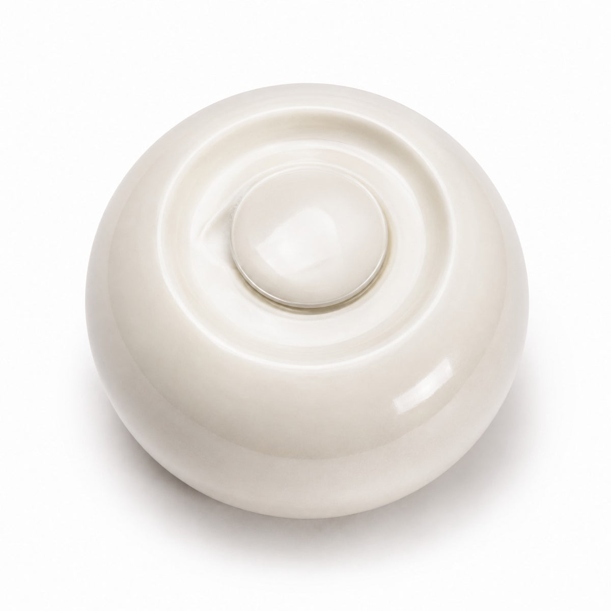 Ronde urn hond of kat in beige met waxinelichthouder en pootafdruk