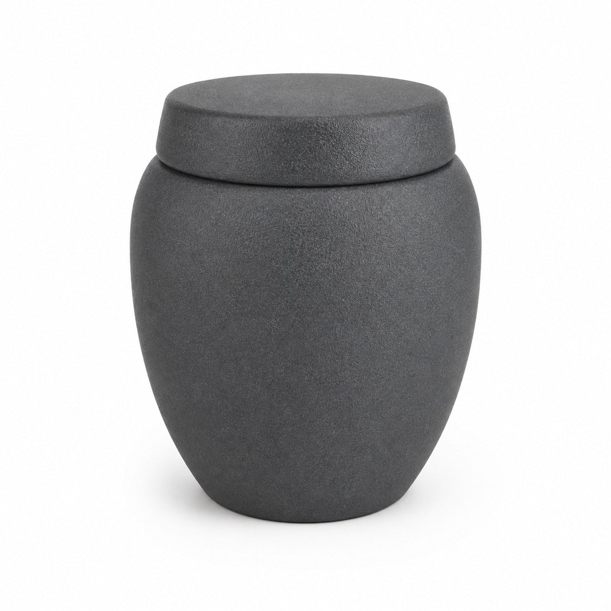 De laatste aai zwarte keramische urn met een minimalistisch en gestructureerd design voor een dierbare herinnering.