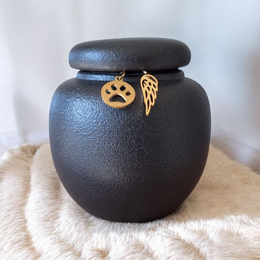 Mini urn met keepsake hangertjes - 7 x H 7 cm