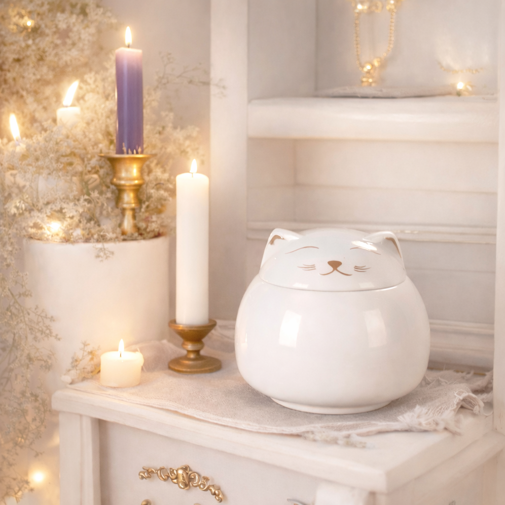 witte katten mini urn