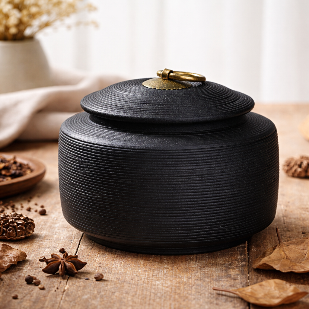 Keramische huisdierurn in modern zwart design

