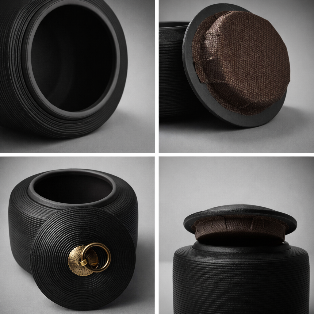 Keramische huisdierurn in modern zwart design

