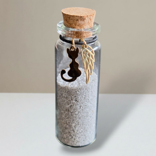 Memorial Flesje - Kat - Zilver en Goud