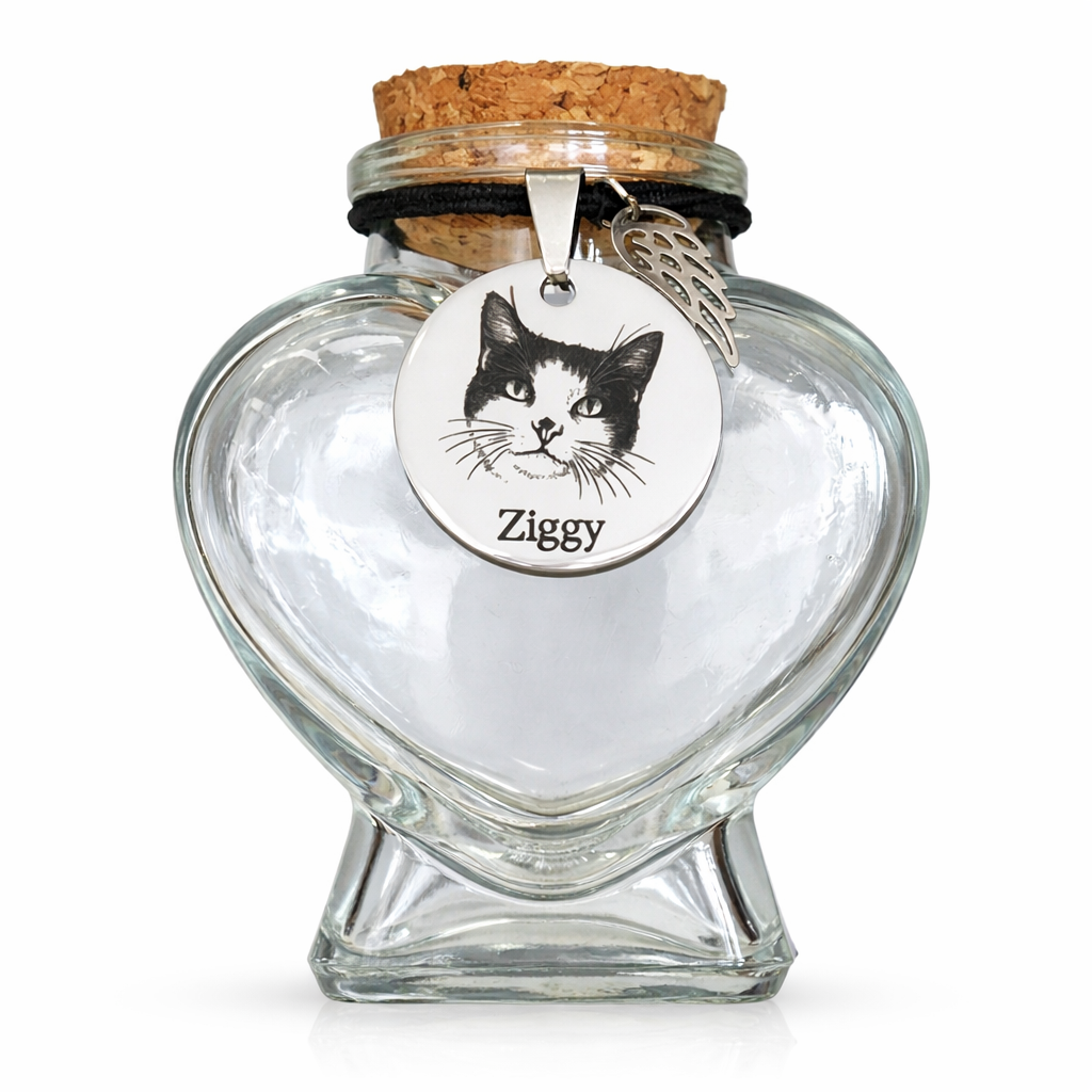 Memorial flesje - Hanger met foto of pootafdrukje