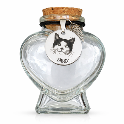 Memorial flesje - Hanger met foto of pootafdrukje