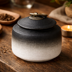 Keramische huisdierurn in zwart‑wit design van 660 ml

