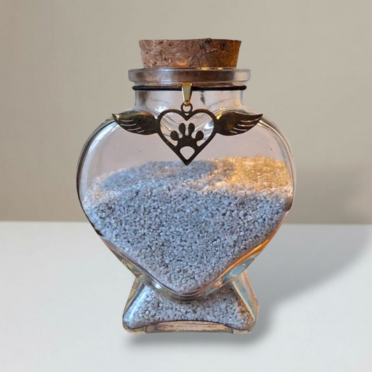 Memorial Flesje - Hartje met engelenvleugels