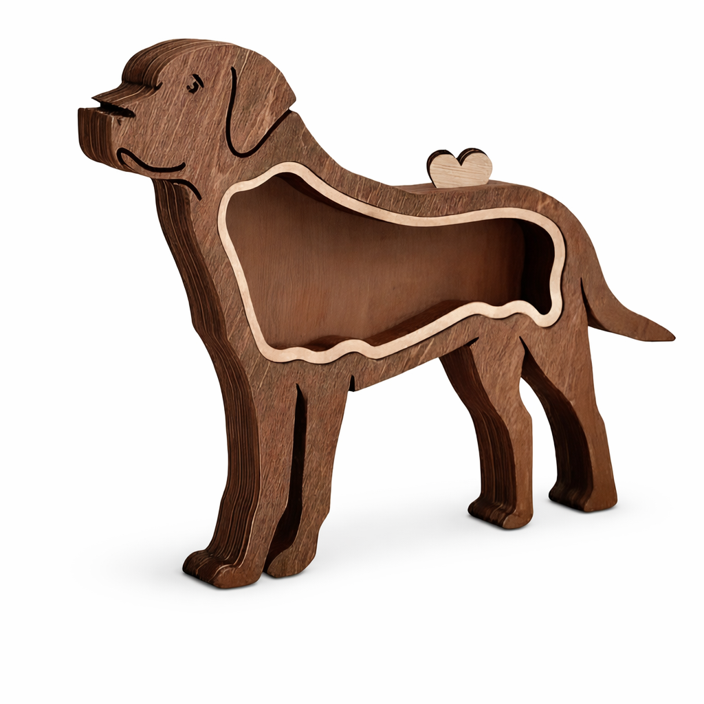 beeld herinneringshond ontworpen om plukjes haar van je hond te  bewaren