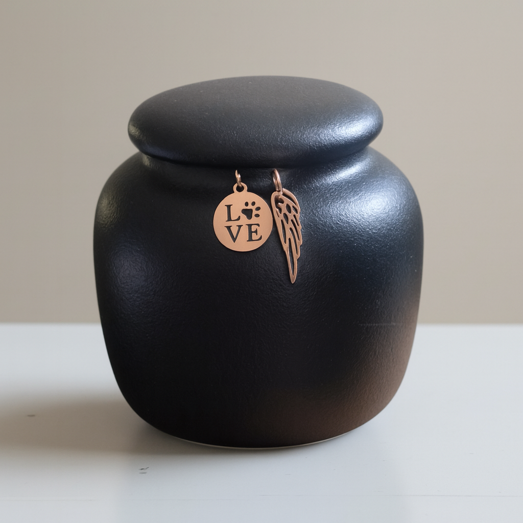 Mini urn with keepsake pendants - 7 x H 7 cm