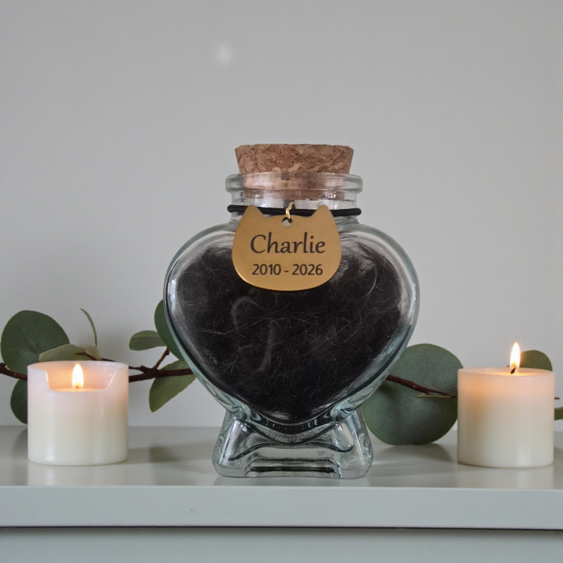 Memorial flesje - Kat – Gegraveerde hanger