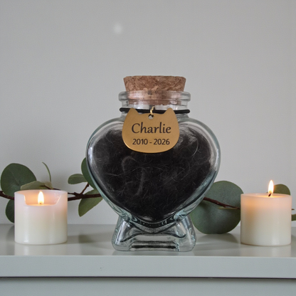 Memorial flesje - Kat – Gegraveerde hanger