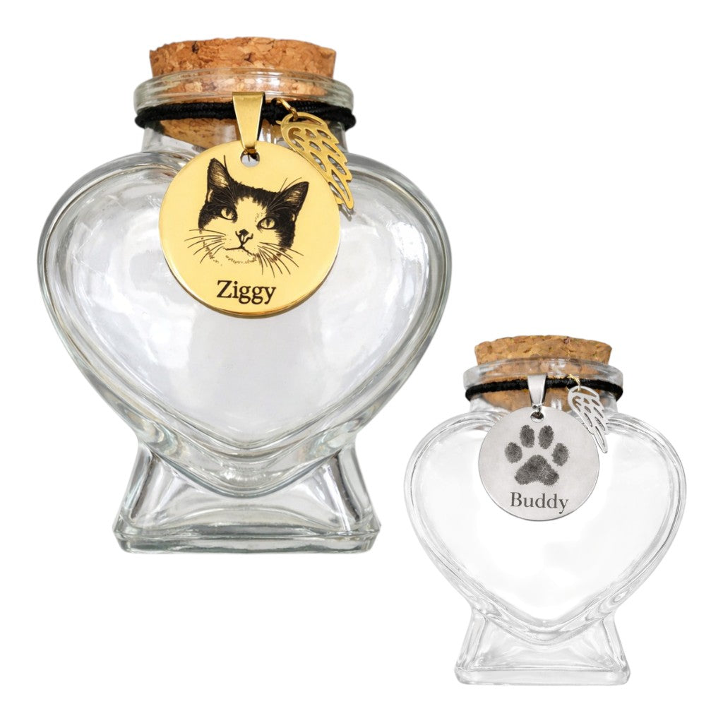 Memorial flesje - Hanger met foto of pootafdrukje