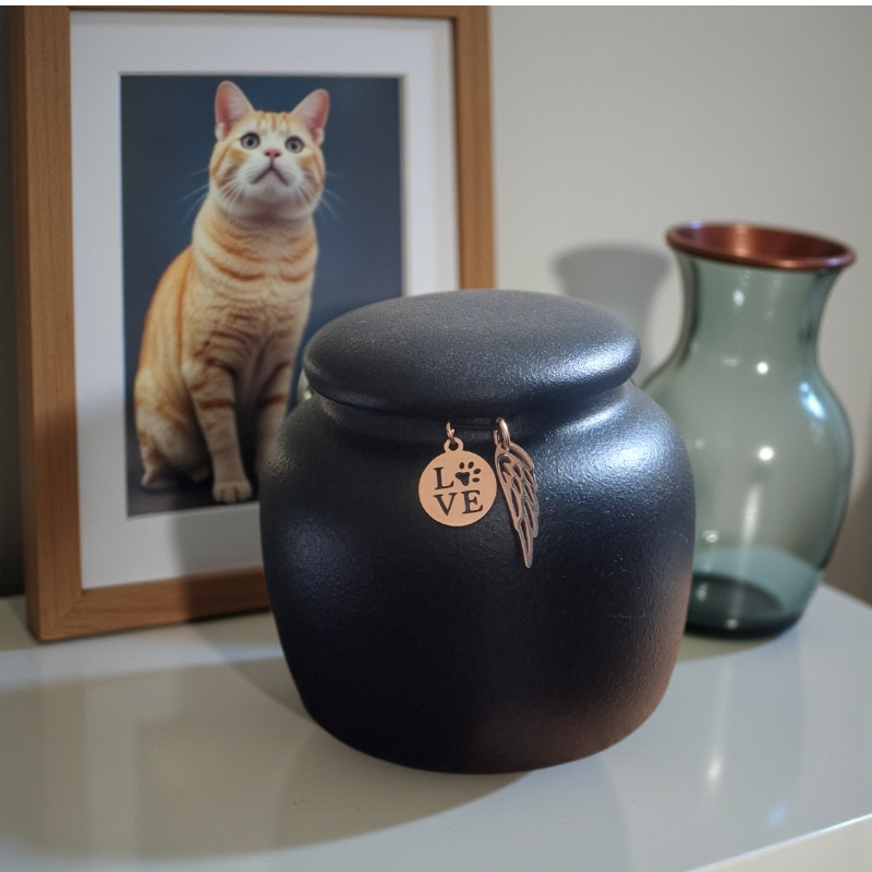 Mini urn with keepsake pendants - 7 x H 7 cm