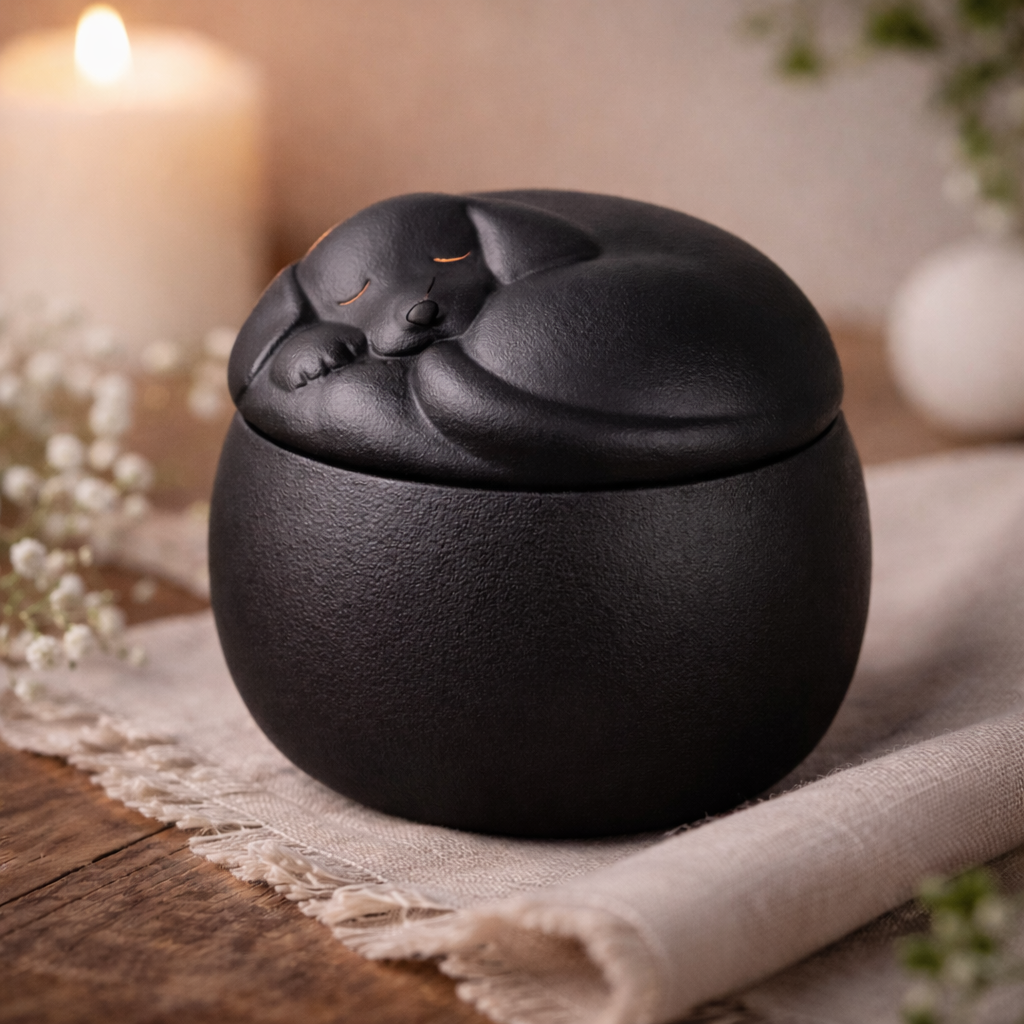 Elegante zwarte urn voor hond als liefdevolle herinnering