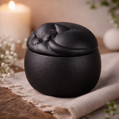 Elegante zwarte urn voor hond als liefdevolle herinnering