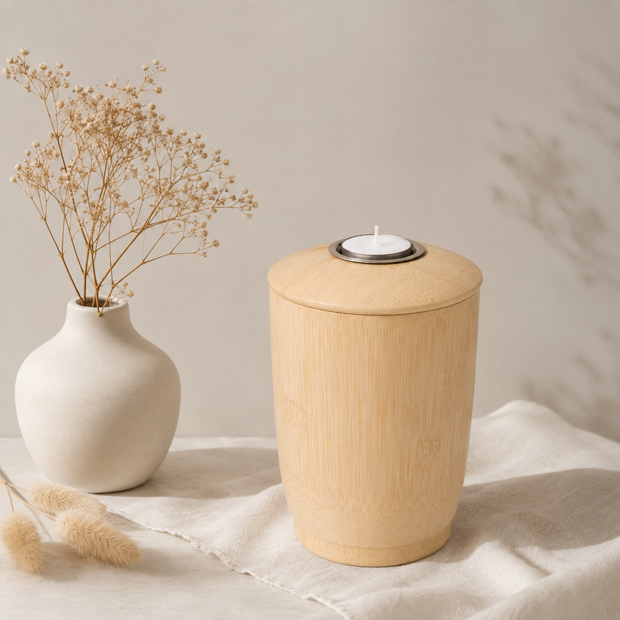 Bamboe urn met waxinelichthouder – 500 ml