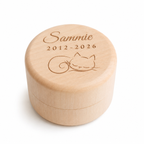 Houten herinneringsdoosje met memorial flesje – Kat - Gepersonaliseerd
