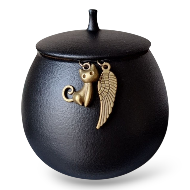 Urn Kat - 200 ML - Zwart - Met Hangertjes