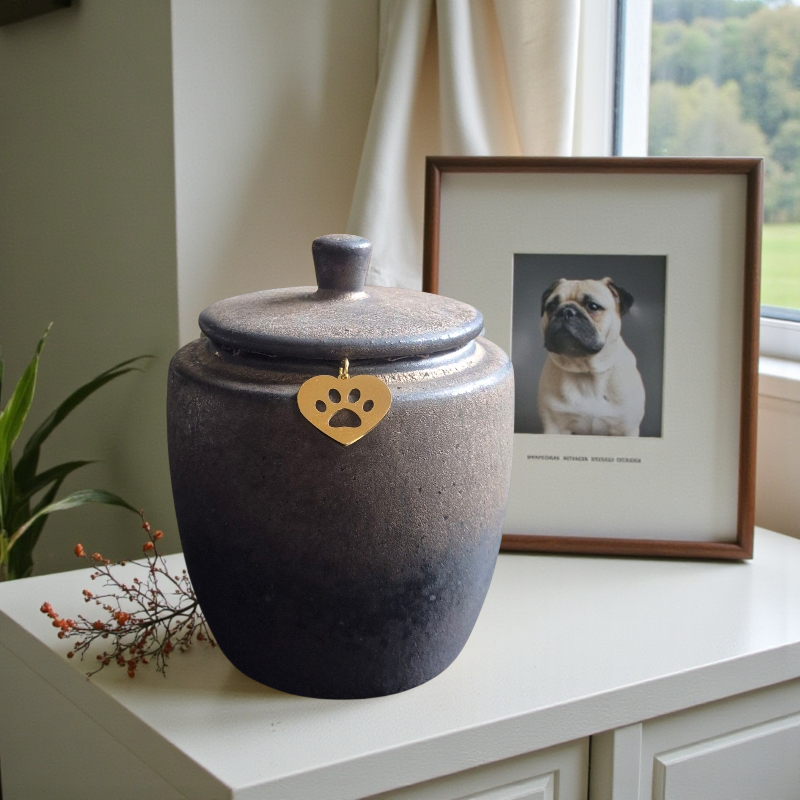 Urn Brown - With paw print pendant