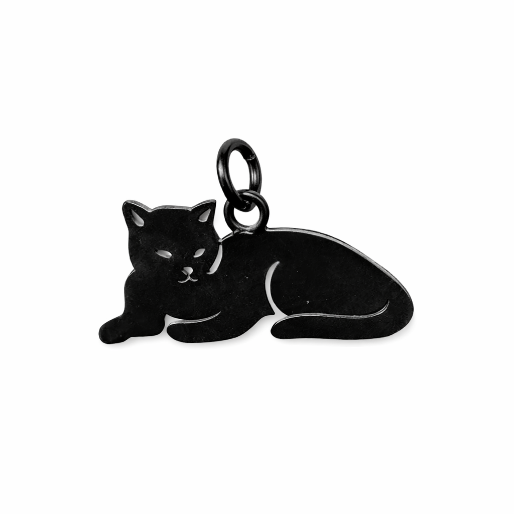 Memorial Flesje - Kat  - Goud en Zwart