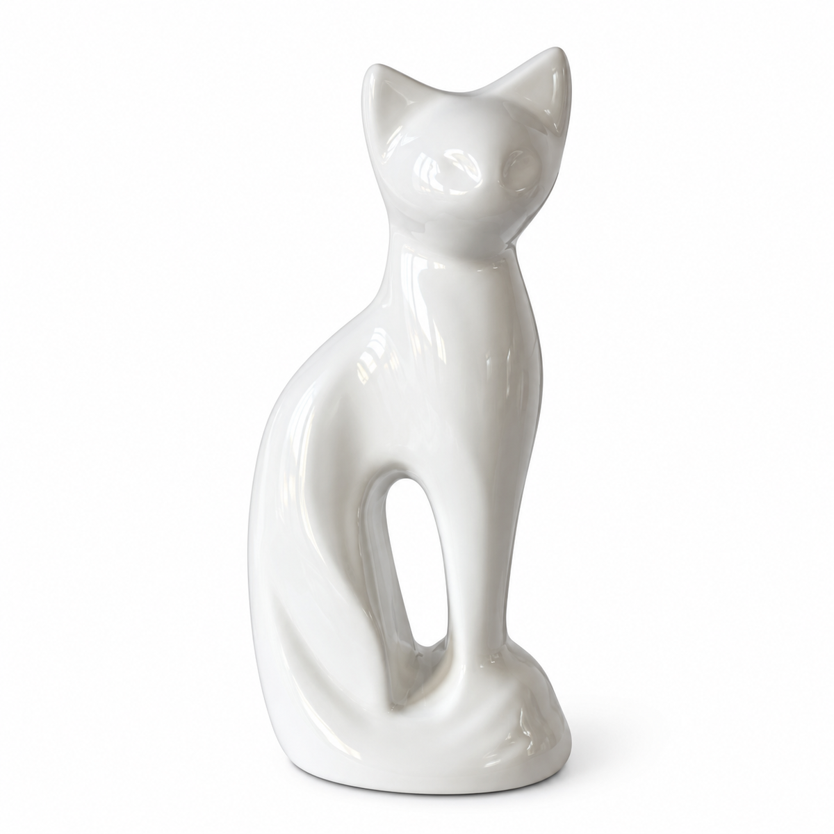 Kattenurn zittende kat - Wit – 400 ml