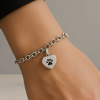 Ash bracelet - Paw print - Silver and Black 