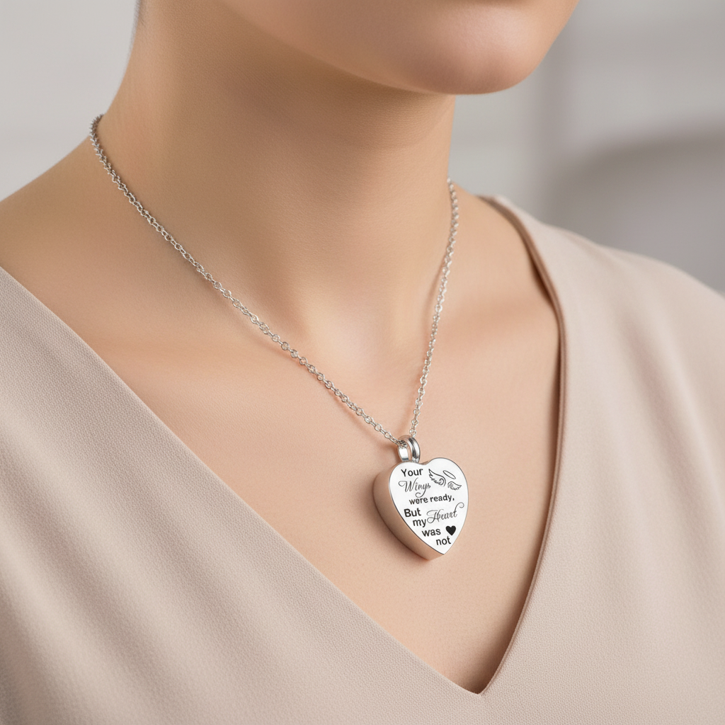 Ash Pendant Heart - Your wings were ready 