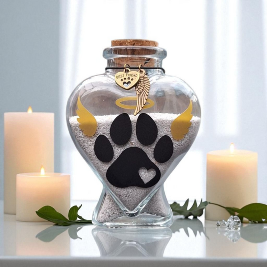 Gedenkflesje als mini urn voor hond of kat

