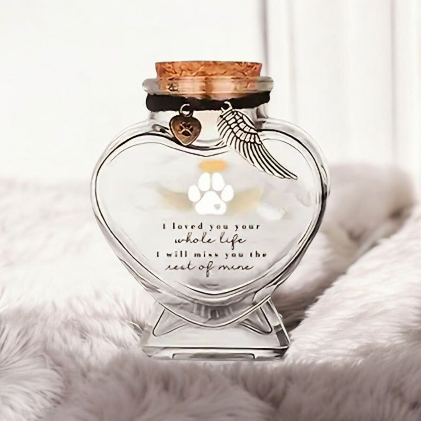Memorial flesje -Met tekst - Kat - 8 cm