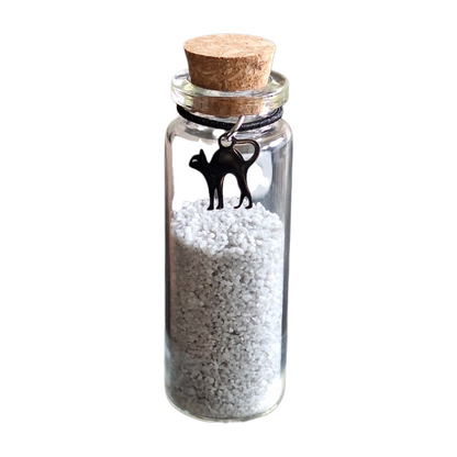 memorial fles voor kat, gedenkflacon, herinnering kat, aandenken voor kat, bewaren plukjes vacht, gedenkflesje voor kat