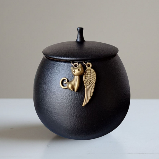 Urn Kat - 200 ML - Zwart - Met Hangertjes