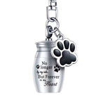 sleutelhanger met mini urn met tekst "No longer by my side, but forever in my heart"