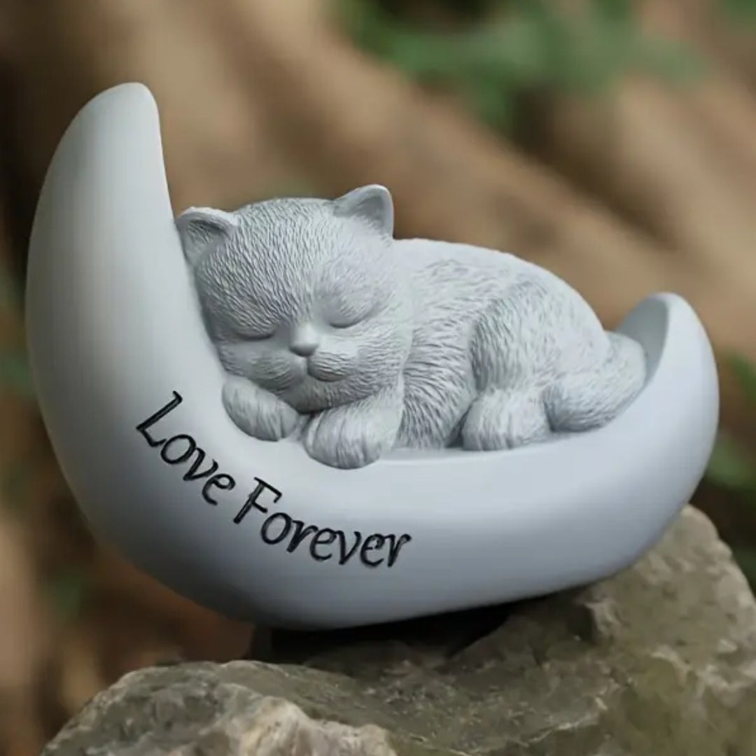 Katten Urn – Slapend Katje met engelenvleugels- Geschikt voor Binnen en Buiten - Een Bijzondere Herinnering aan Jouw Kat - Urn voor Kat
