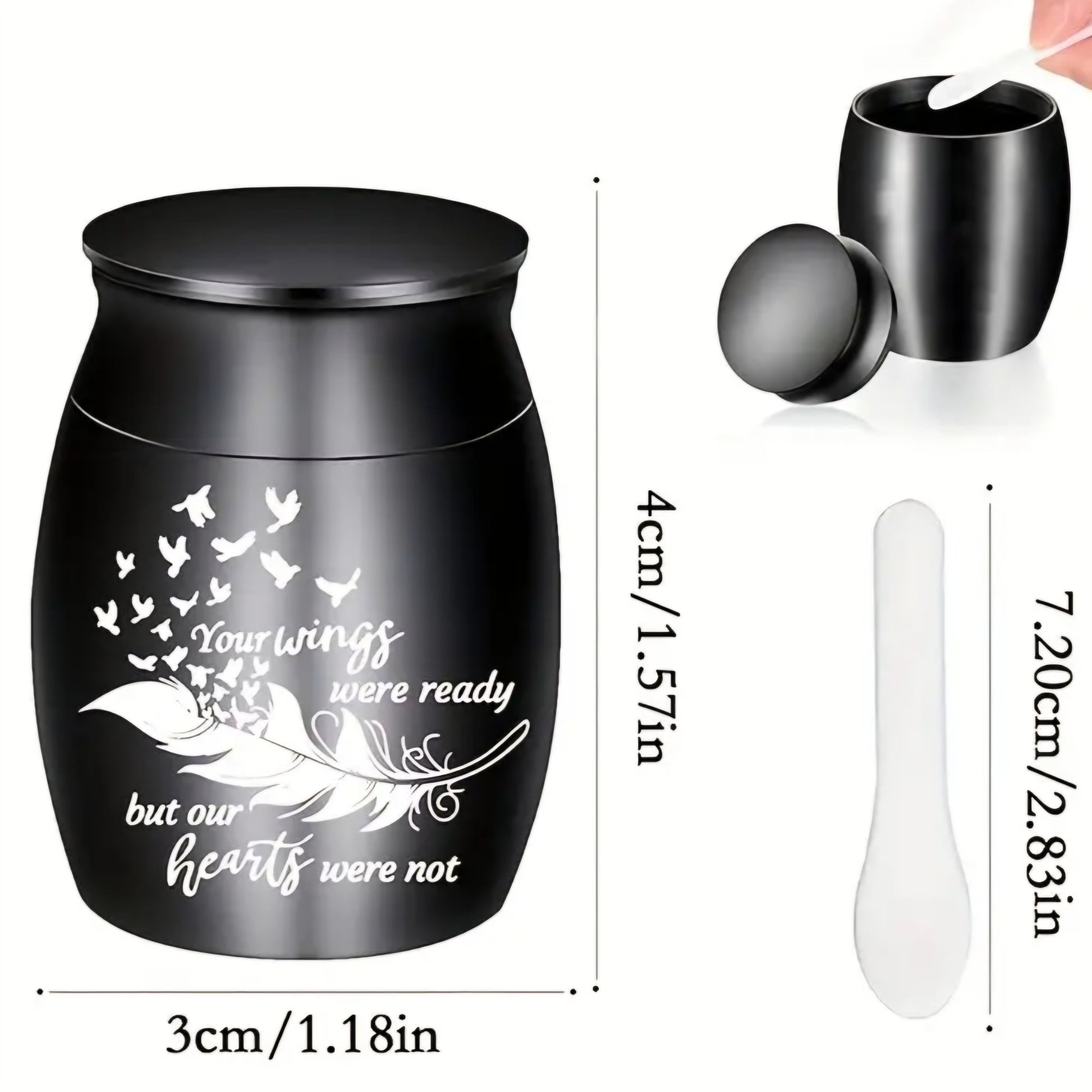 Honden urn - Katten urn - Mini urn - 3 x H 4 cm - RVS - Zwart - De laatste aai - Blijvende herinnering kat of hond - Bewaren as of plukjes vacht huisdier - Moderne urn - Urn Hond - Crematie urn - As urn - Huisdieren urn - Urn kat
