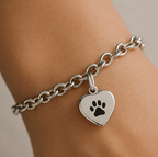 Ash bracelet - Paw print - Silver and Black 