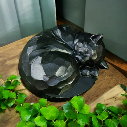 Katten Urn - Zwarte Kattenurn – Slapend Katje - Geschikt voor Binnen en Buiten - Een Bijzondere Herinnering aan Jouw Kat - Urn voor Kat
